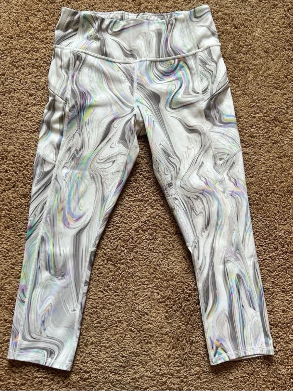 Athleta Contender Opal Capri Crop Leggings Womens Small Tight Pockets Drawstring